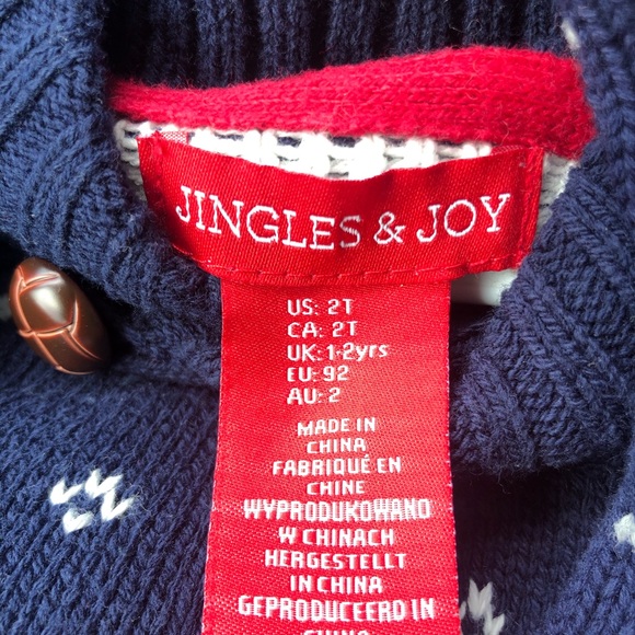 FAIR ISLE ELBOW PATCH COWL NECK SWEATER GNOME SNOWFLAKE PATTERN BOYS SIZE 2T - Picture 3 of 6